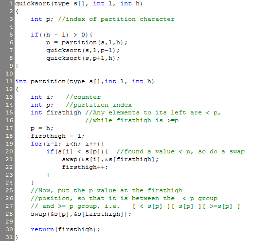 Quicksort Pseudocode